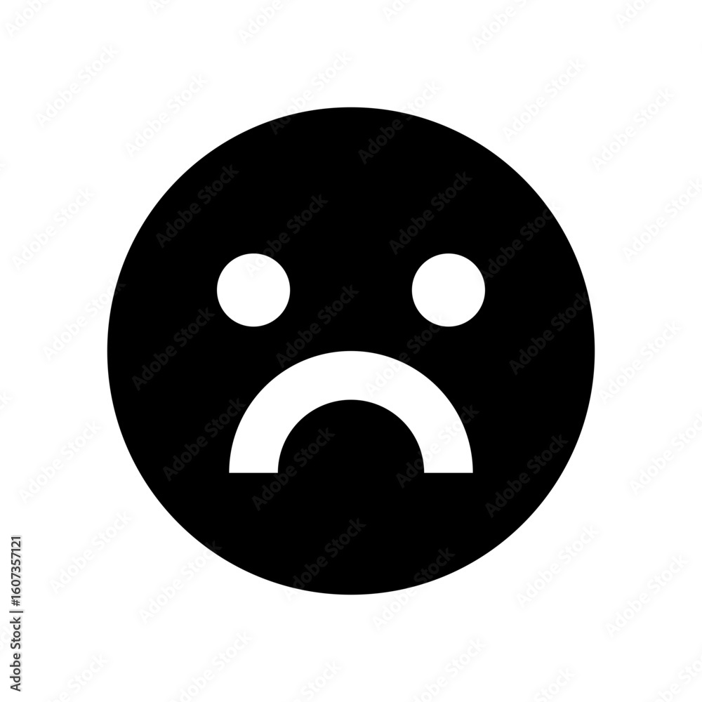 Fototapeta premium Unhappy face icon, solid fill sad emoji for feedback and reviews