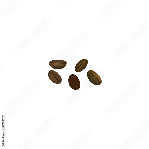 Roasted coffee beans isolated on white background ready for grinding and brewing