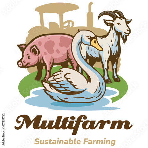 Multifarm Farm Logo in Retro Style