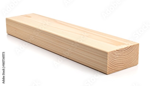 Light-colored wooden beam on white background