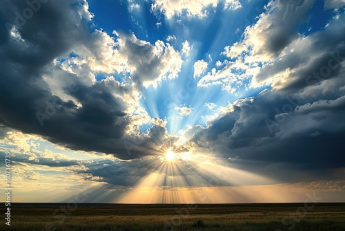 Sunset through dramatic clouds