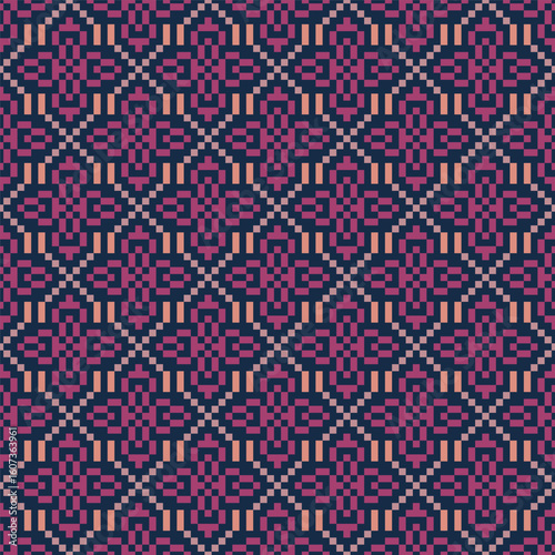 Geometric Detailed Pixelated Weave Structure Background Seamless Repeating Pattern