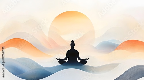 Person meditating in a peaceful zen landscape