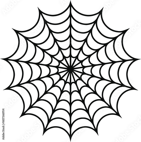 Thick Black Spider Web Vector Illustration for Halloween and Scary Design Projects.