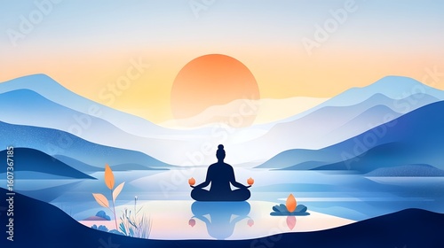 Serene Zen Meditation Overlooking Tranquil Landscape