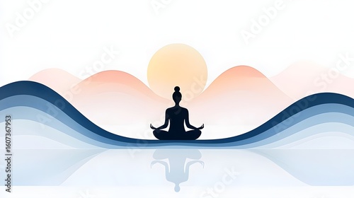 Serene Silhouette Meditation in a Minimalist Landscape