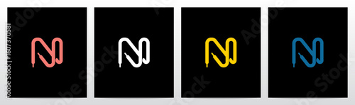 Shoelace Shoestring Bootlace Lace Letter Initial Logo Design N