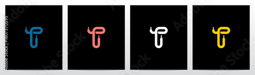 Shoelace Shoestring Bootlace Lace Letter Initial Logo Design T