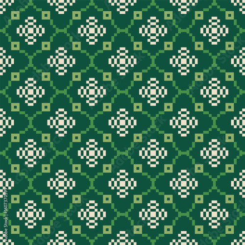 Retro Style Detailed Floral Flower Repeating Ornamental Pattern Template