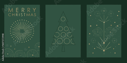 Elegant merry christmas greeting cards with festive designs