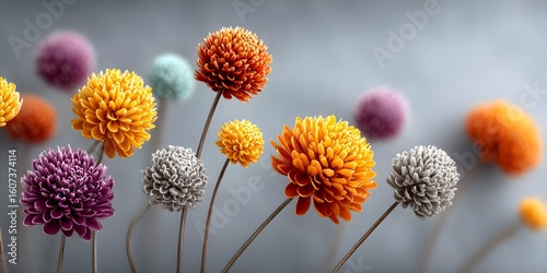 Colorful abstract flowers in a modern setting