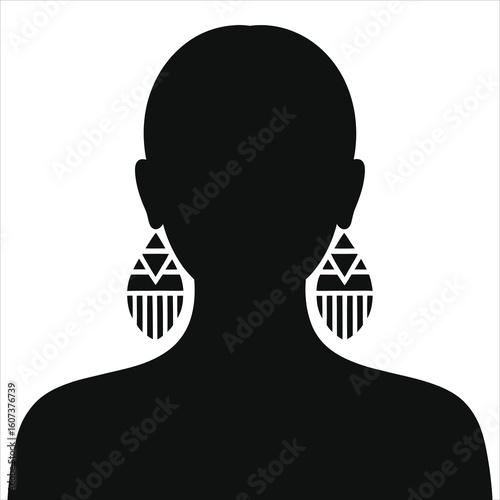  Tribal Geometric Earrings on Black Silhouette - Abstract Fashion Jewelry.