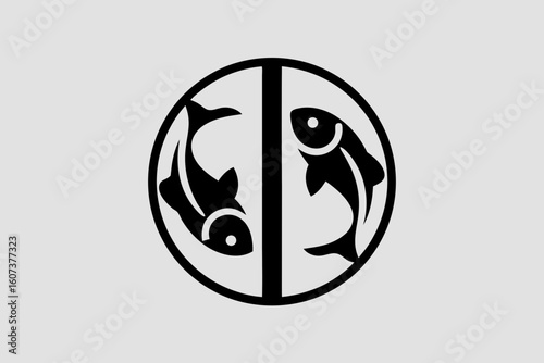 Two fish swim in a circle, symbolizing the zodiac sign of pisces, representing the mystical connection to astrology and the harmony of duality