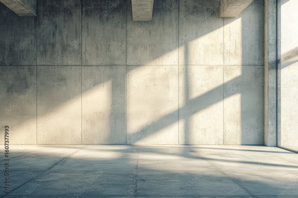 Obraz premium Sunlit, concrete interior space
