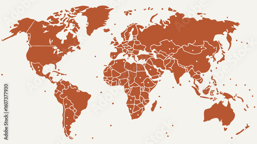 World map illustration showing countries continents geography earth travel atlas global regions cartography