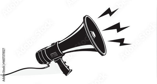 megaphone stencil icon silhouette vector illustration.announcement, silhouette, speaker, megaphone, stencil, illustration, icon, vector, clip art, graphic, loud, marketing, media, message, news, 