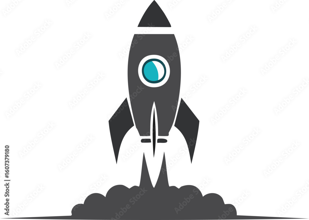 Obraz premium rocket launch icon silhouette vector illustration.rocketship, launch, start, business strategy, ship, outline, spaceship, illustration, technology, design, sign, symbol, vector, beginnings,