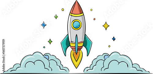 rocket launch icon silhouette vector illustration.rocketship, launch, start, business strategy, ship, outline, spaceship, illustration, technology, design, sign, symbol, vector, beginnings,