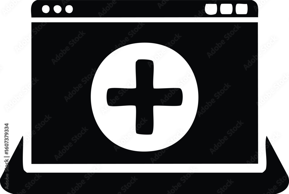 Obraz premium browser tab plus symbol icon vector illustration.browser, click, document, icon set, lifestyles, message, illustration, vector, agreement, clipboard, cyberspace, horizontal, interface, mail, medicine,