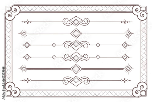 Elegant Art Deco Decorative Set: Vintage 1920s Geometric Frame & Dividers

