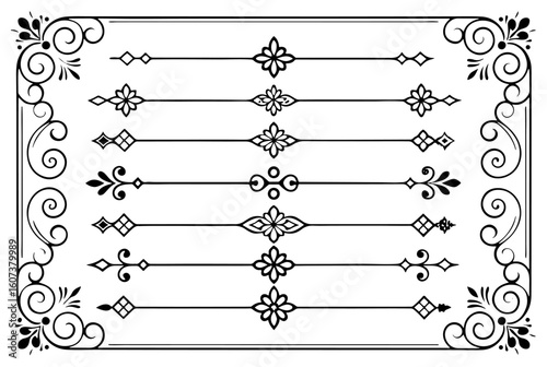 Classic Decorative Design Set: Elegant Vector Frame, Borders, and Text Dividers

