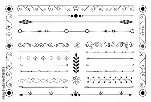 The Ultimate Decorative Divider & Border Collection: Versatile Vintage & Geometric Hand-Drawn Lines

