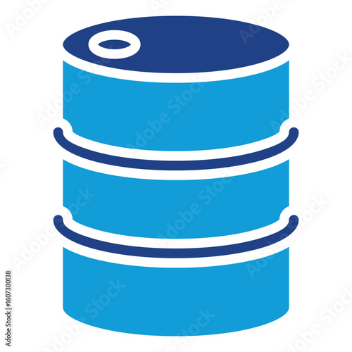 Oil Barrel Glyph Blue Silhouette Vector Design - barrel representing petroleum or oil storage, relevant to energy, fuel, and environmental issues