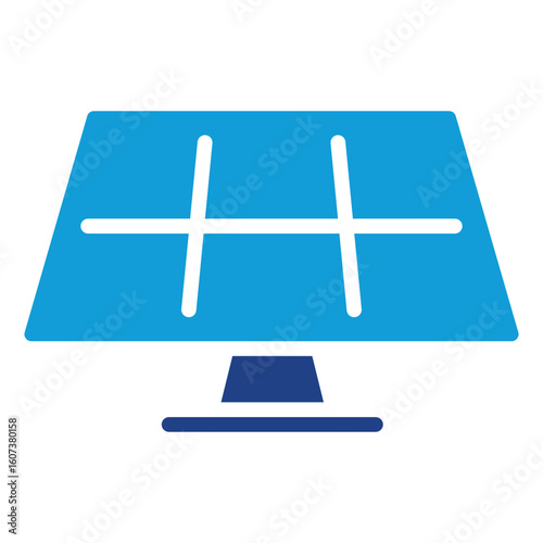 Solar Panel Glyph Blue Silhouette Vector Design - stylized solar panel representing clean energy and renewable power sources