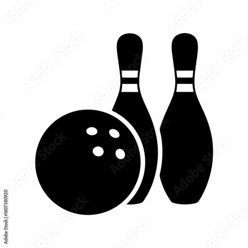 Simple vector bowling ball and pins ready for strike or spare