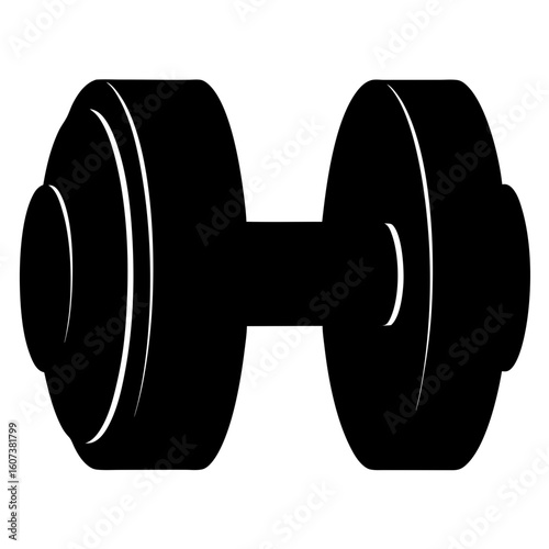 Black dumbbell fitness equipment isolated on a white background in silhouette style