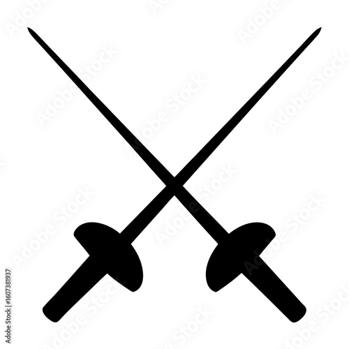 Two Fencing Foils Crossed in Silhouette, a Symbol of Combat and Sport