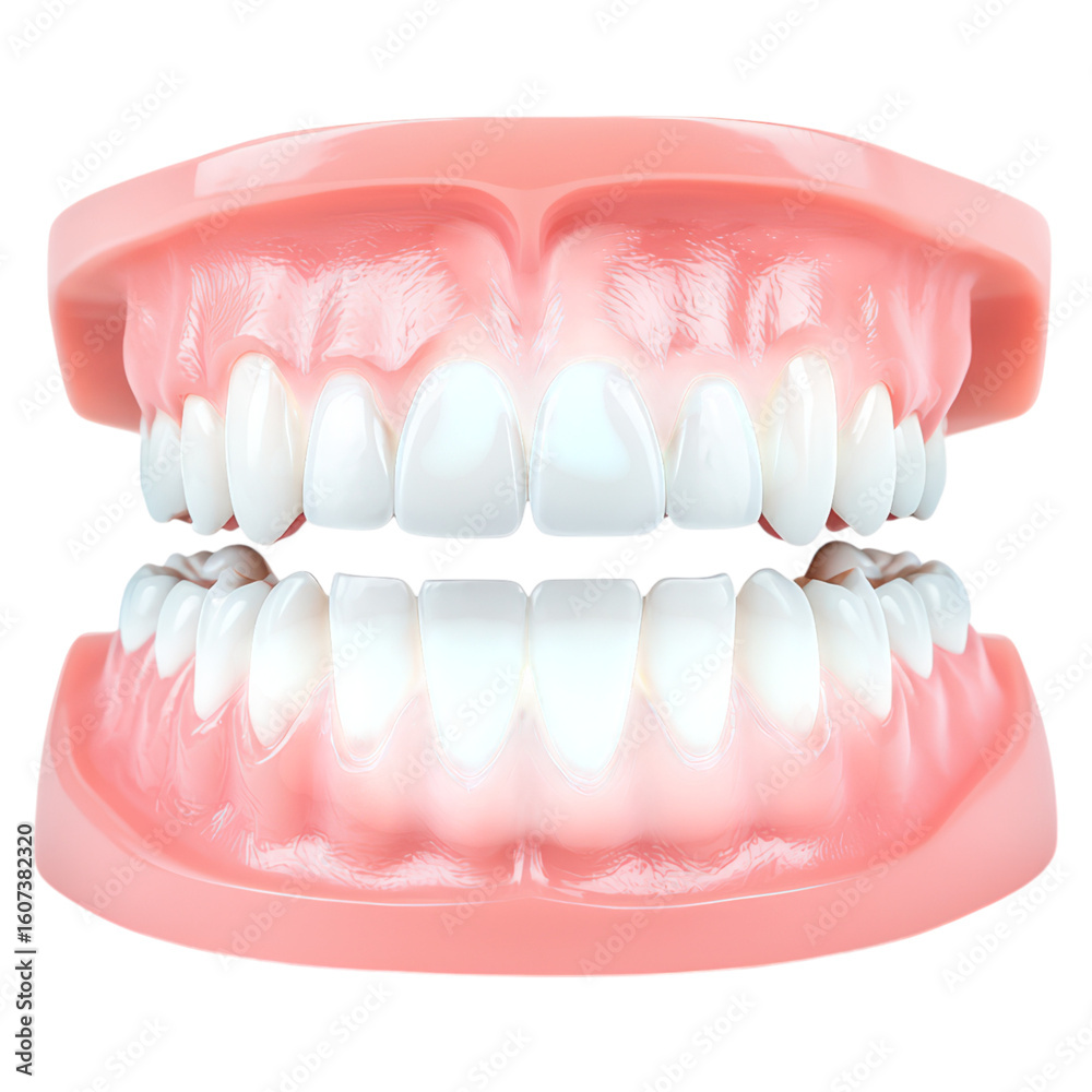 Obraz premium Realistic 3D Model of Healthy Human Teeth and Gums isolated on transparent background.