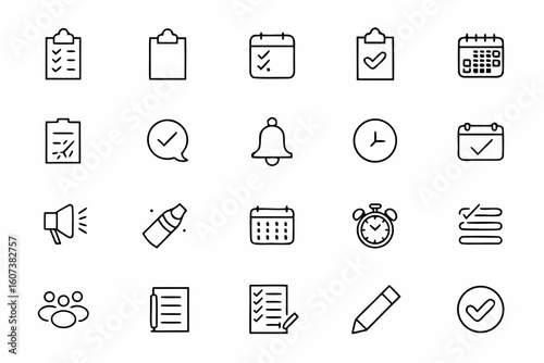 A stylish bundle showcasing everyday productivity and task management visuals in clean one-line art. Perfect for planners, time management apps, and minimalist office content