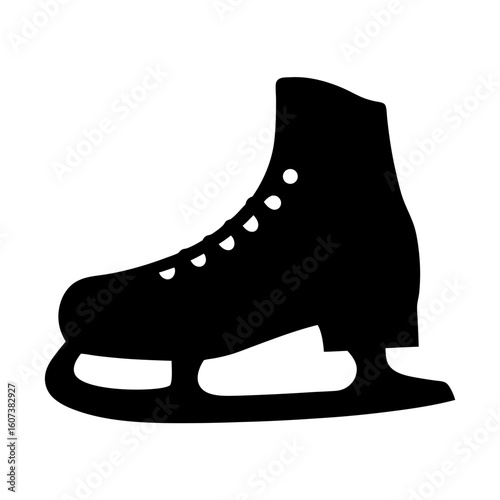 Silhouette of a black ice skate symbolizing winter sports and recreation