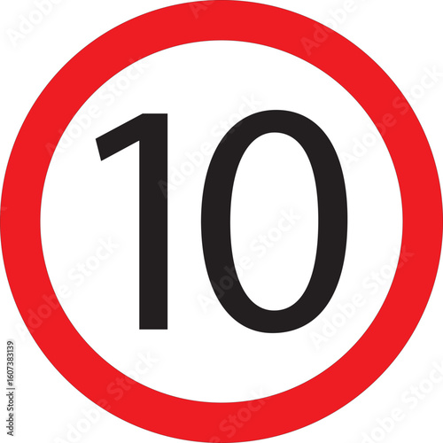 10 km/h Speed Limit Sign Isolated On White Background Traffic Safety And Road Regulation Symbol