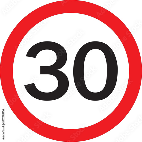 30 km/h Speed Limit Sign Isolated On White Background Traffic Safety And road Regulation Symbol
