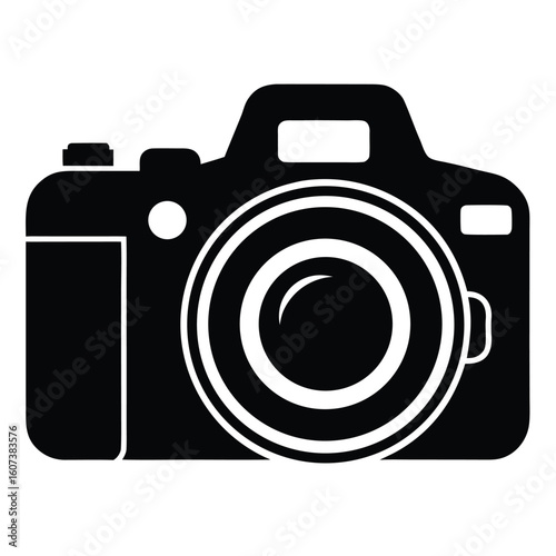 Silhouette of a dslr camera in vector format isolated on white background