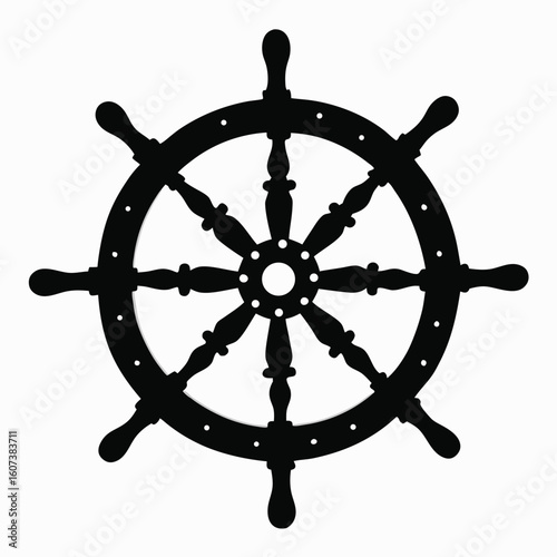 Black Ship's Wheel Silhouette helm steering