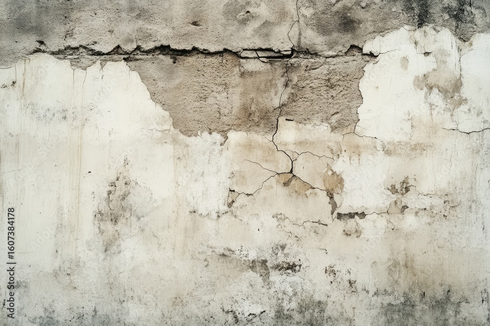 Obraz premium Weathered concrete wall with cracks and peeling paint (1)