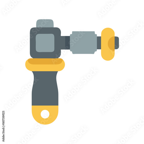 Isolated gray and yellow ratchet wrench tool on black