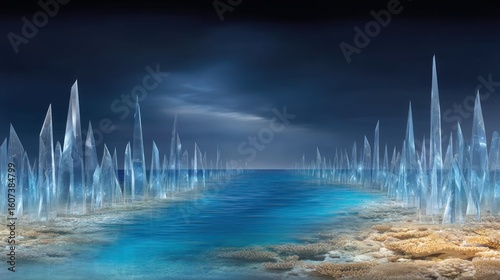 Crystalline Coastline: A Surreal Seascape