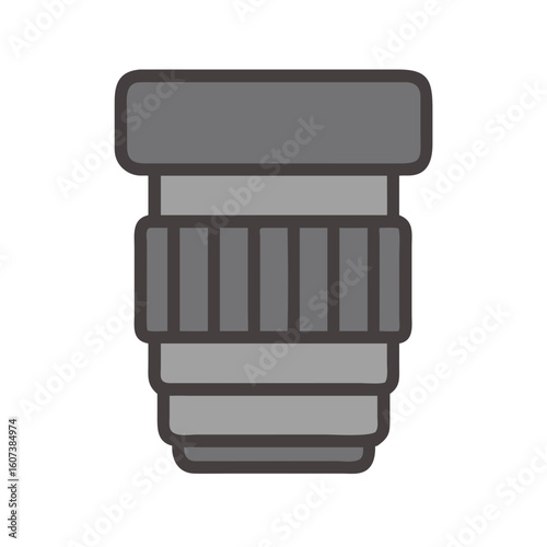 Simple flat camera lens icon with soft rounded edges