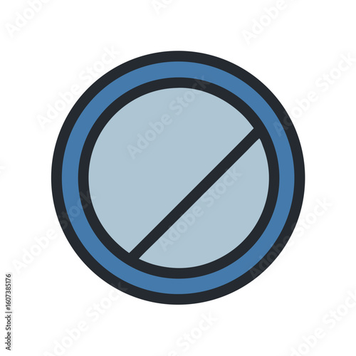 Simple prohibition sign with blue outline on black background