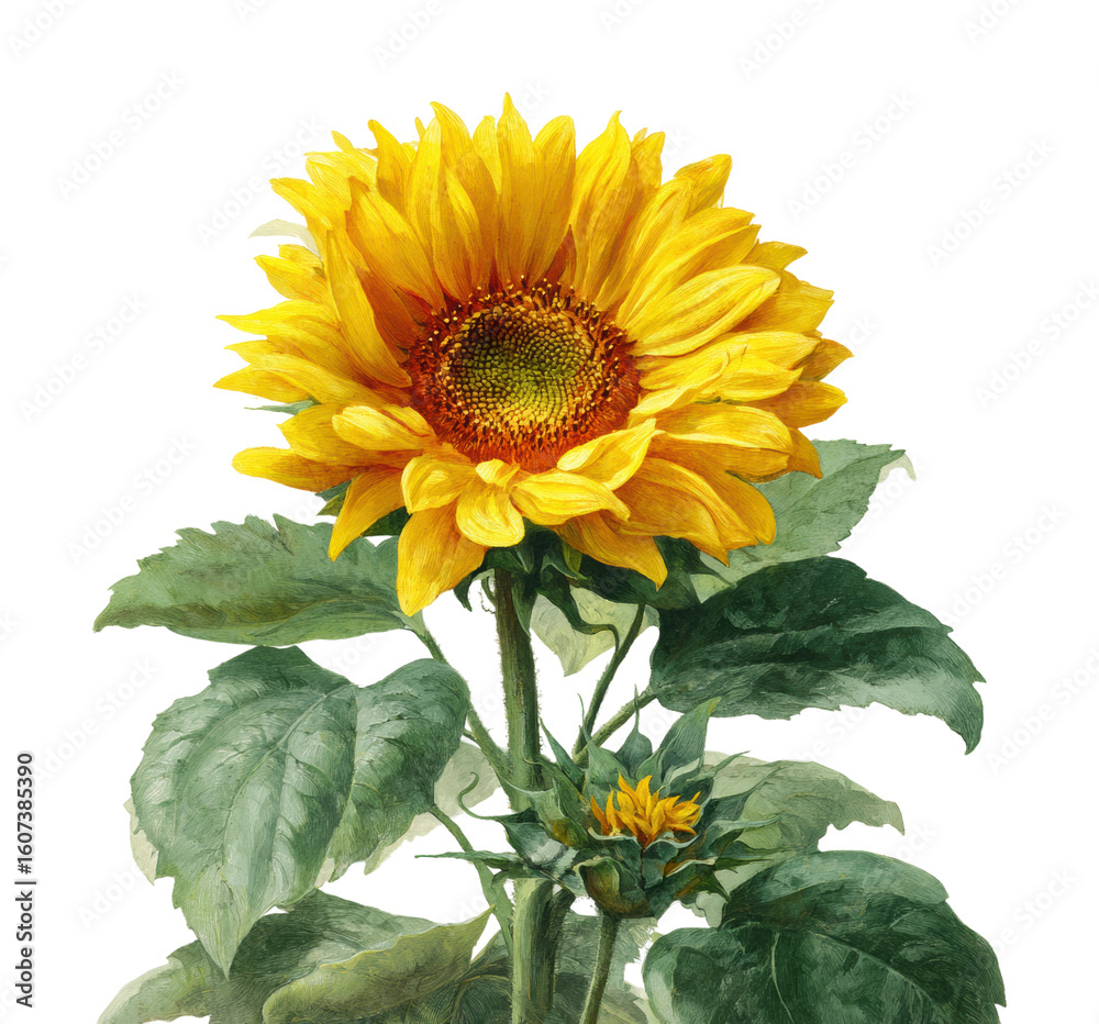 Obraz premium Vibrant sunflower blooms in nature botanical bright environment view isolated on transparent background