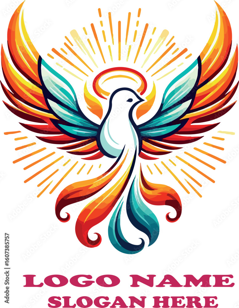 Obraz premium Espiritu santo logo vector white background .