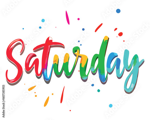Colorful saturday illustration for weekend design and saturday graphic art for social media posts, Saturday text design