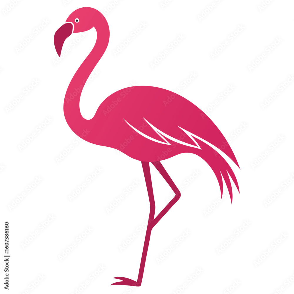 Fototapeta premium Elegant flamingo silhouette with graceful curves isolated on white background