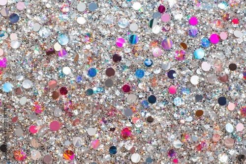 Silver Glitter Background With Colorful Circles