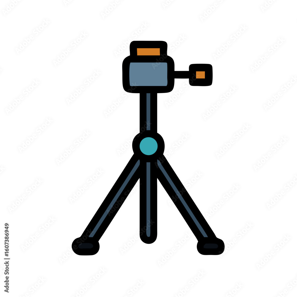 Fototapeta premium Stylized camera on a tripod with a black backdrop