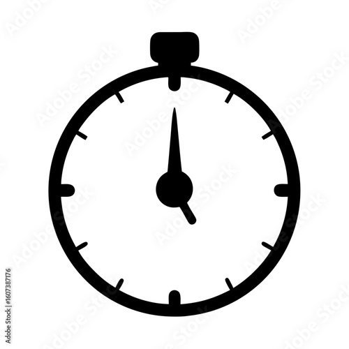 Black and White Stopwatch Icon Indicating a Timed Interval with Precision